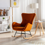 Velvet Padded Seat Rocking Chair with High Backrest and Armrests