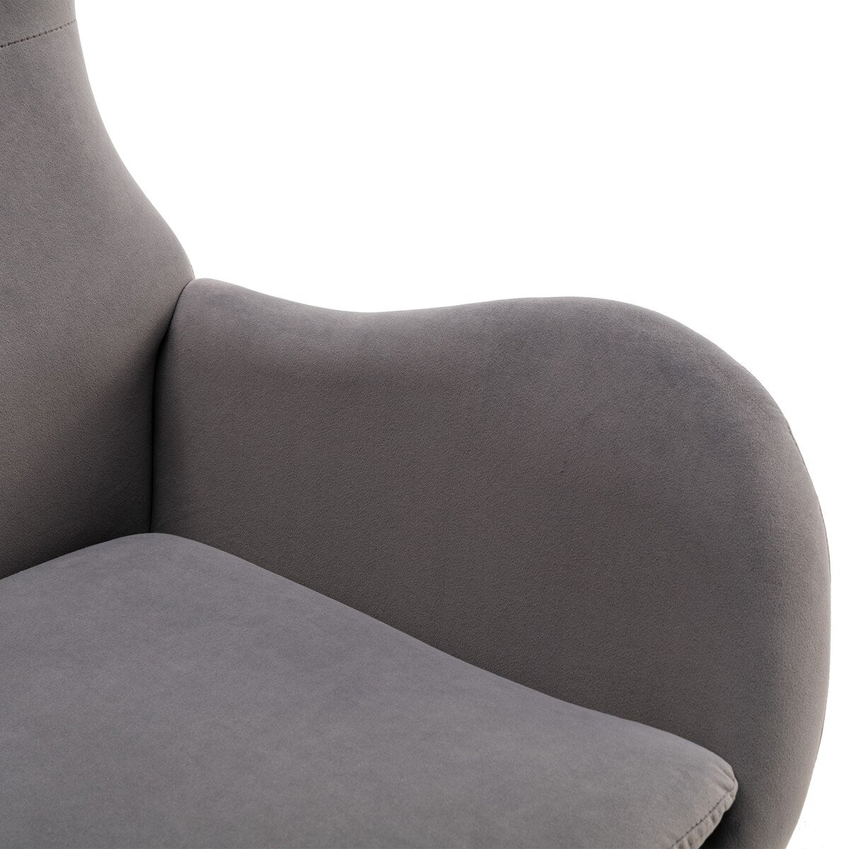 Velvet Padded Seat Rocking Chair with High Backrest and Armrests