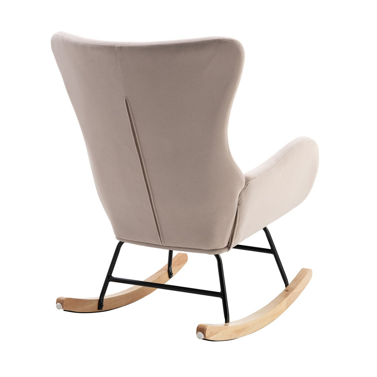Velvet Padded Seat Rocking Chair with High Backrest and Armrests