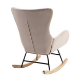 Velvet Padded Seat Rocking Chair with High Backrest and Armrests