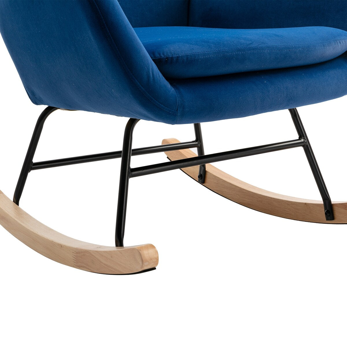 Velvet Padded Seat Rocking Chair with High Backrest and Armrests