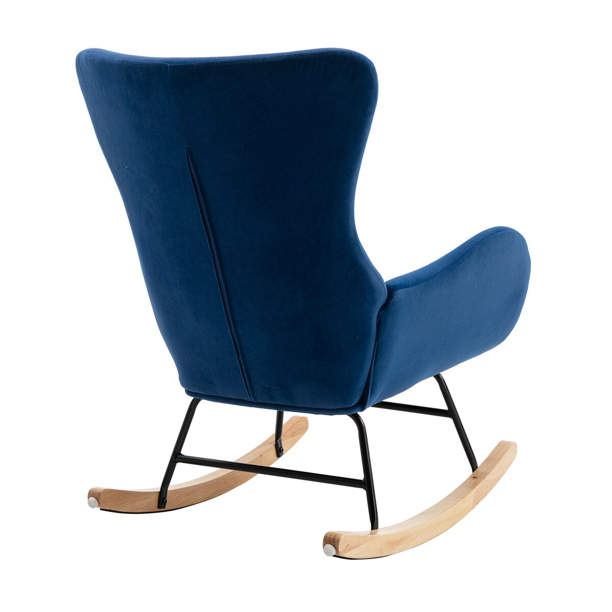 Velvet Padded Seat Rocking Chair with High Backrest and Armrests