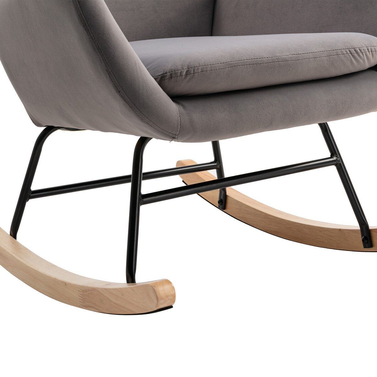 Velvet Padded Seat Rocking Chair with High Backrest and Armrests