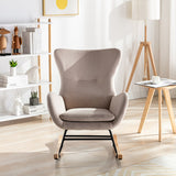 Velvet Padded Seat Rocking Chair with High Backrest and Armrests