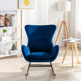 Velvet Padded Seat Rocking Chair with High Backrest and Armrests