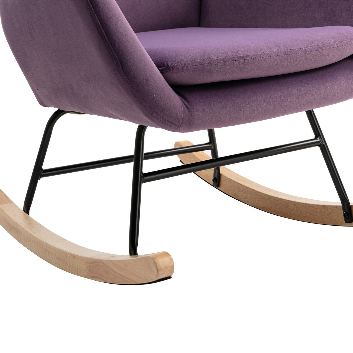 Velvet Padded Seat Rocking Chair with High Backrest and Armrests