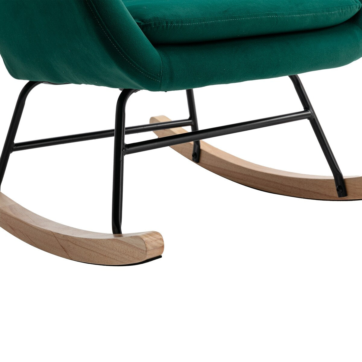 Velvet Padded Seat Rocking Chair with High Backrest and Armrests