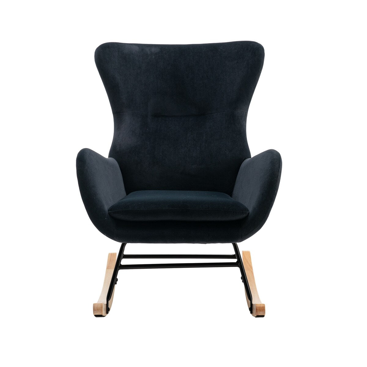Velvet Padded Seat Rocking Chair with High Backrest and Armrests