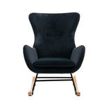 Velvet Padded Seat Rocking Chair with High Backrest and Armrests