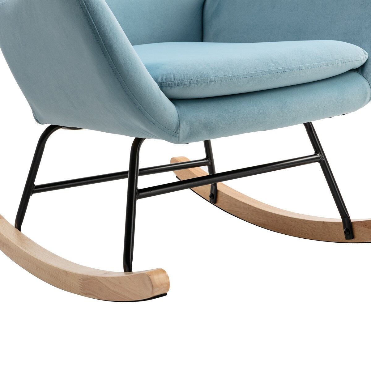 Velvet Padded Seat Rocking Chair with High Backrest and Armrests
