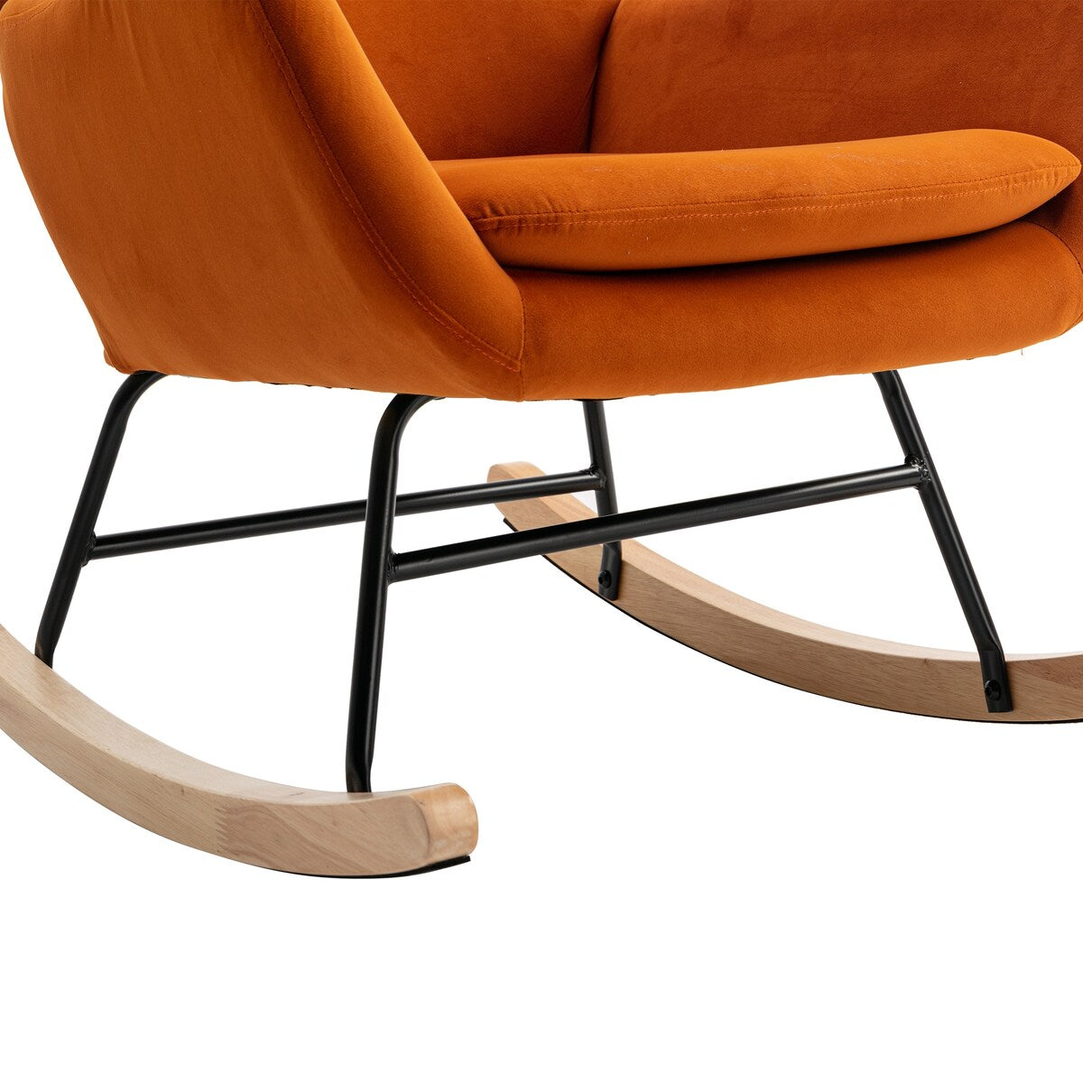 Velvet Padded Seat Rocking Chair with High Backrest and Armrests