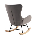 Velvet Padded Seat Rocking Chair with High Backrest and Armrests