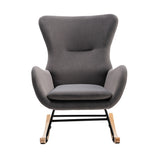 Velvet Padded Seat Rocking Chair with High Backrest and Armrests