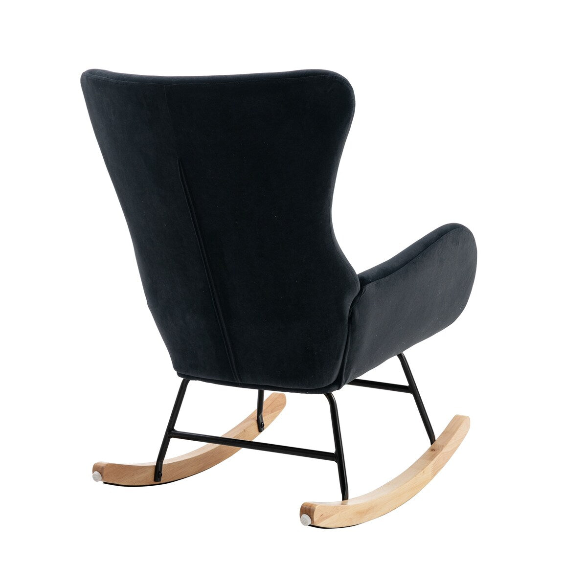 Velvet Padded Seat Rocking Chair with High Backrest and Armrests