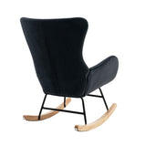 Velvet Padded Seat Rocking Chair with High Backrest and Armrests