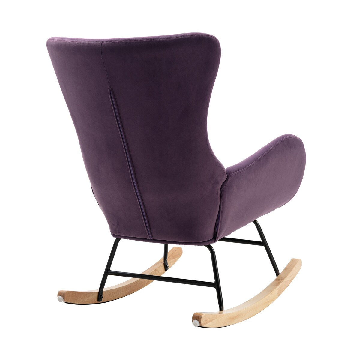 Velvet Padded Seat Rocking Chair with High Backrest and Armrests