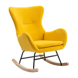 Velvet Padded Seat Rocking Chair with High Backrest and Armrests