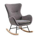 Velvet Padded Seat Rocking Chair with High Backrest and Armrests