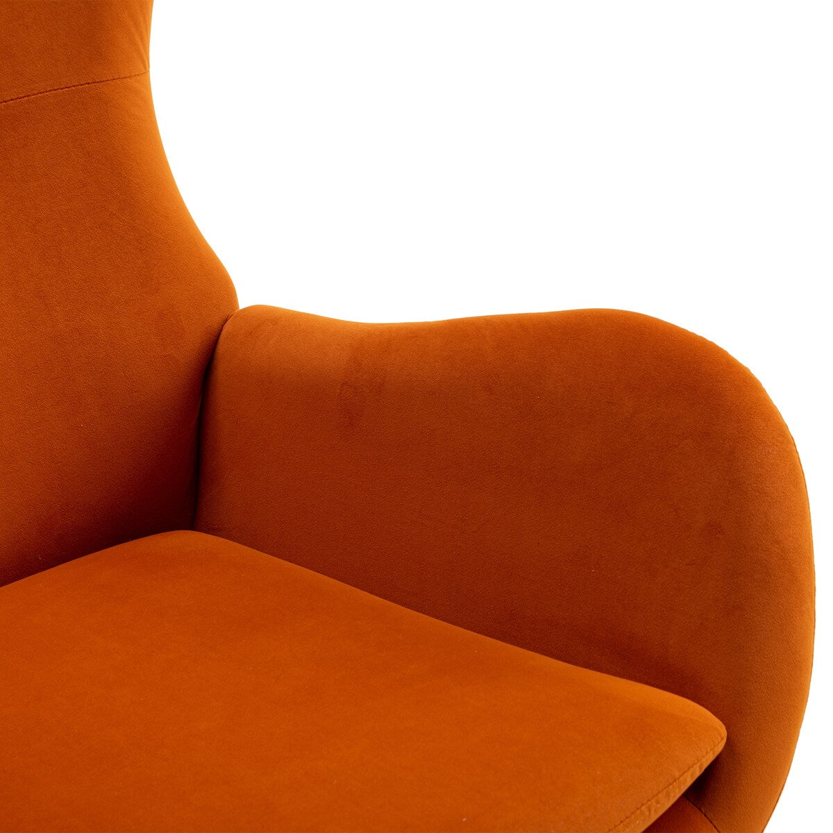 Velvet Padded Seat Rocking Chair with High Backrest and Armrests