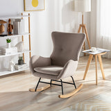 Velvet Padded Seat Rocking Chair with High Backrest and Armrests