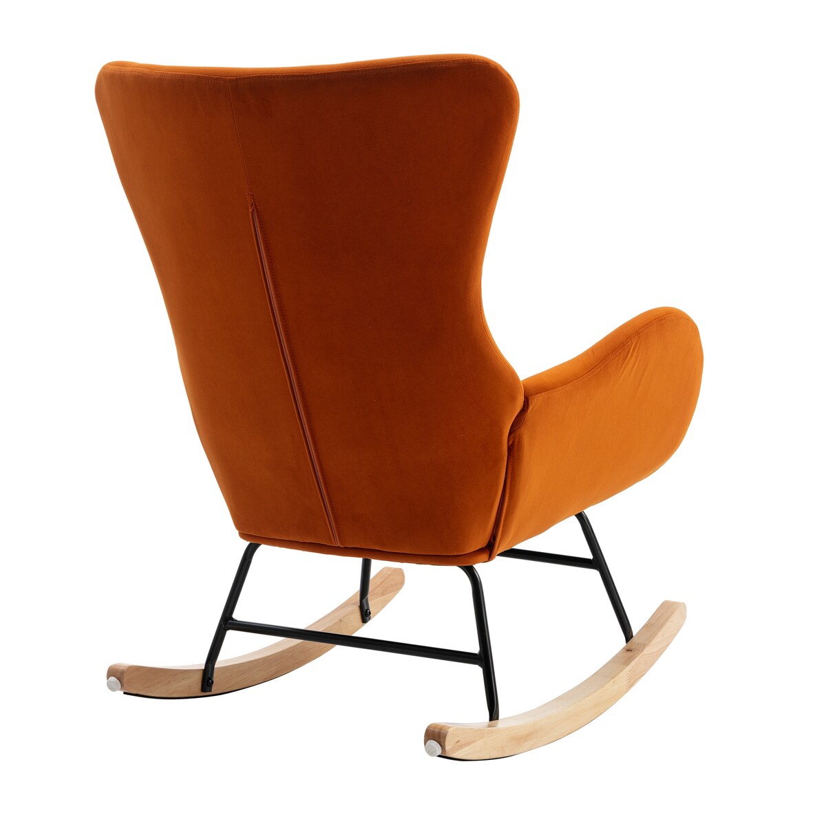 Velvet Padded Seat Rocking Chair with High Backrest and Armrests
