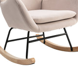 Velvet Padded Seat Rocking Chair with High Backrest and Armrests