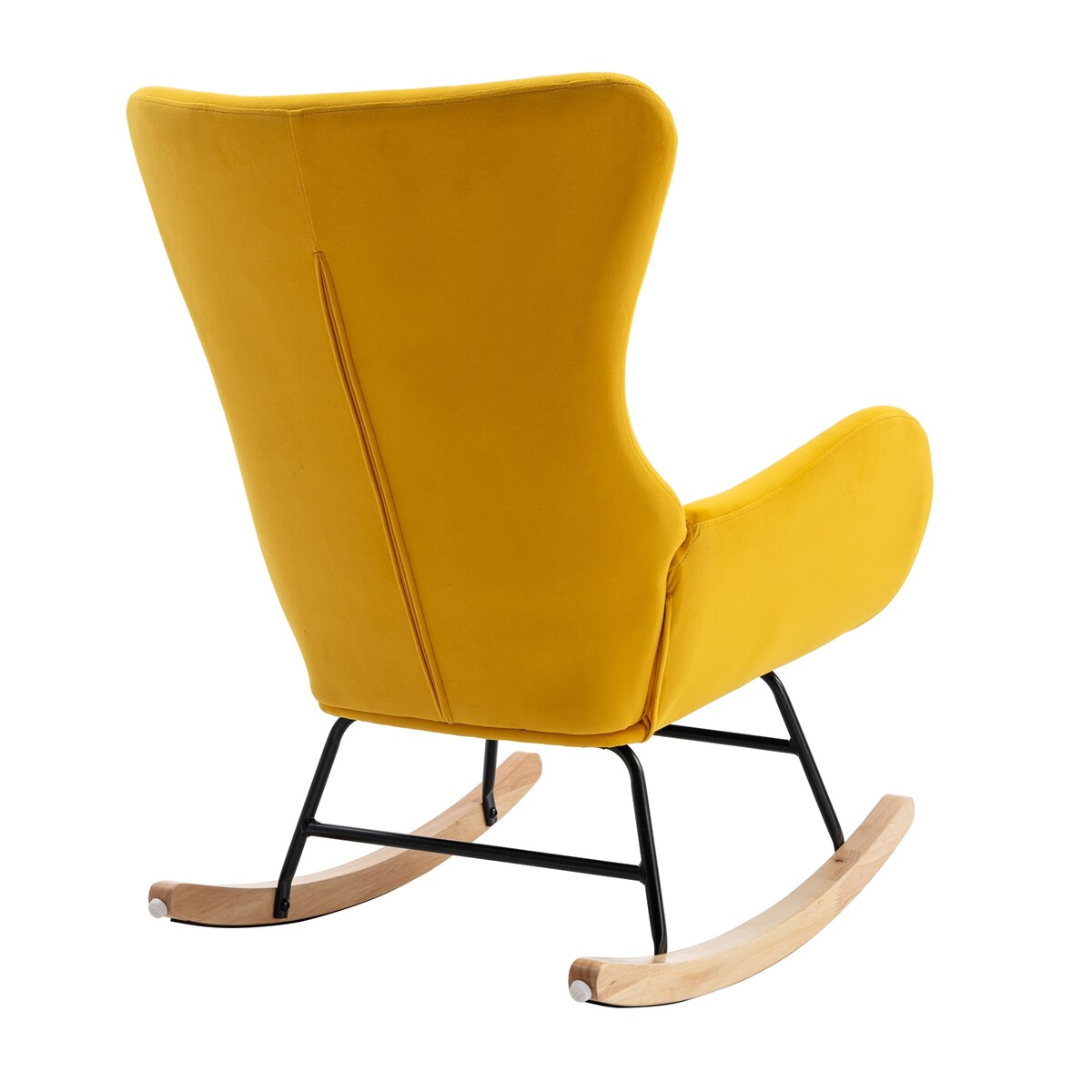 Velvet Padded Seat Rocking Chair with High Backrest and Armrests