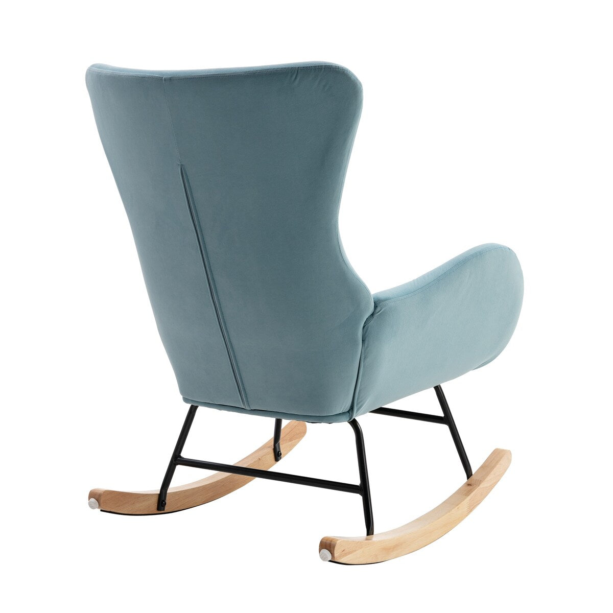 Velvet Padded Seat Rocking Chair with High Backrest and Armrests