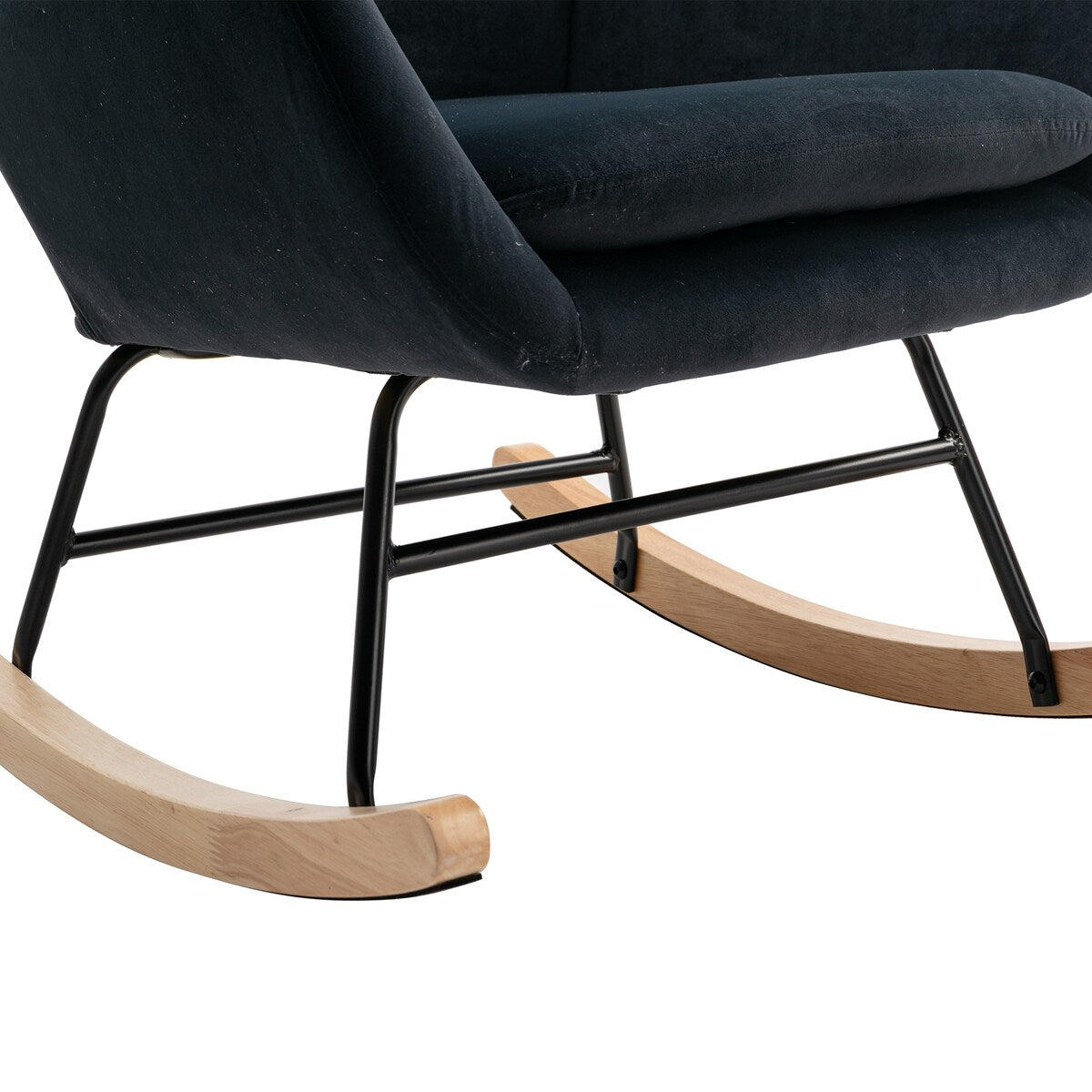 Velvet Padded Seat Rocking Chair with High Backrest and Armrests