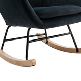 Velvet Padded Seat Rocking Chair with High Backrest and Armrests