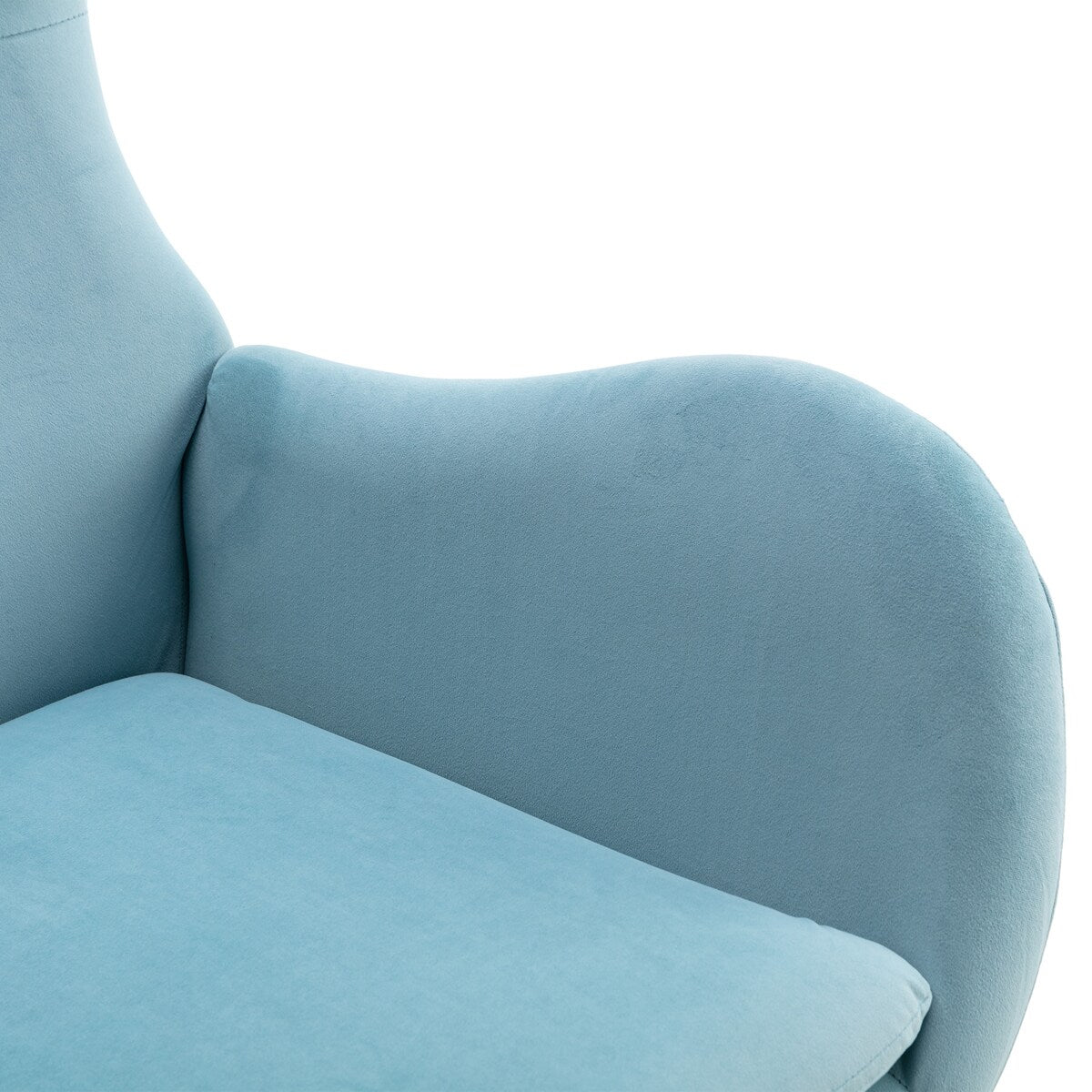 Velvet Padded Seat Rocking Chair with High Backrest and Armrests