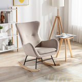 Velvet Padded Seat Rocking Chair with High Backrest and Armrests