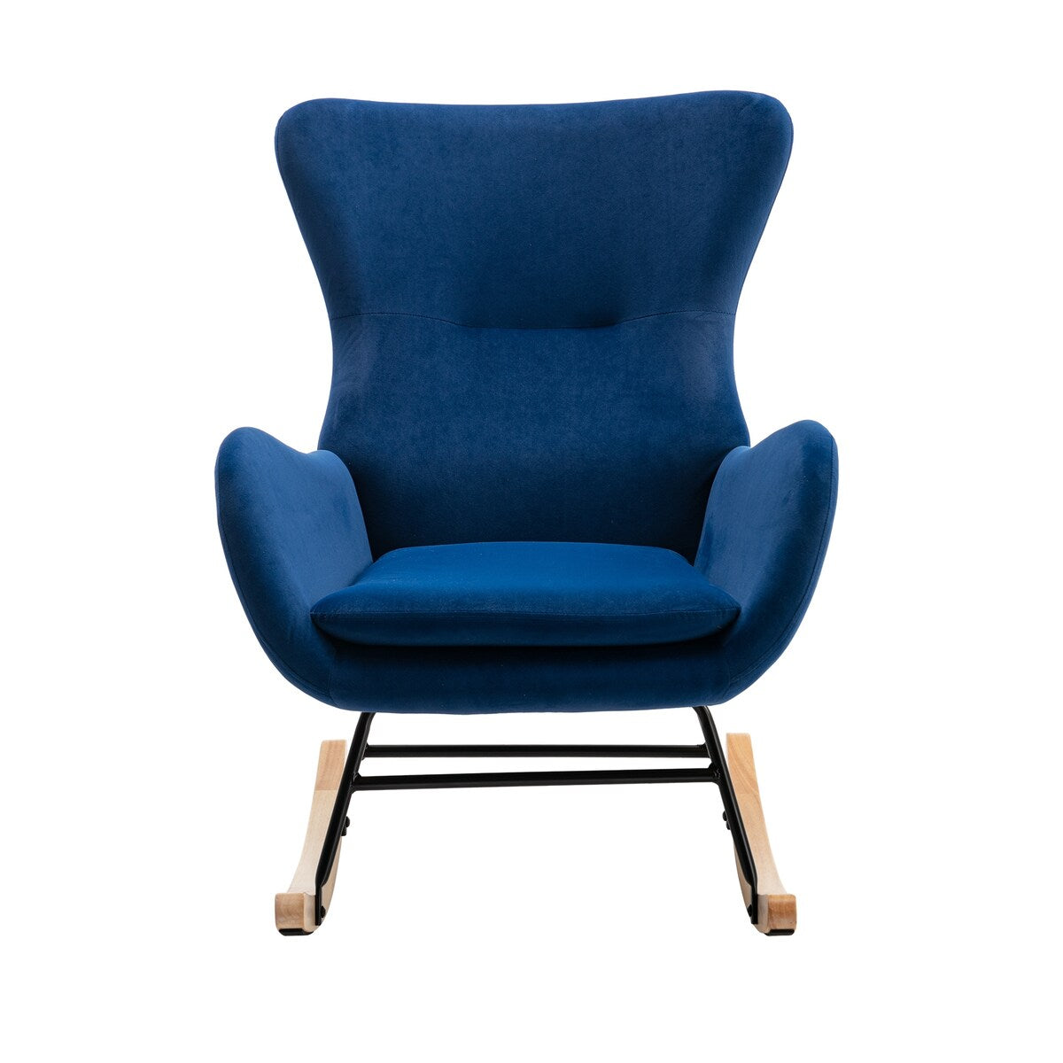 Velvet Padded Seat Rocking Chair with High Backrest and Armrests