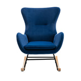 Velvet Padded Seat Rocking Chair with High Backrest and Armrests