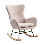 Velvet Padded Seat Rocking Chair with High Backrest and Armrests