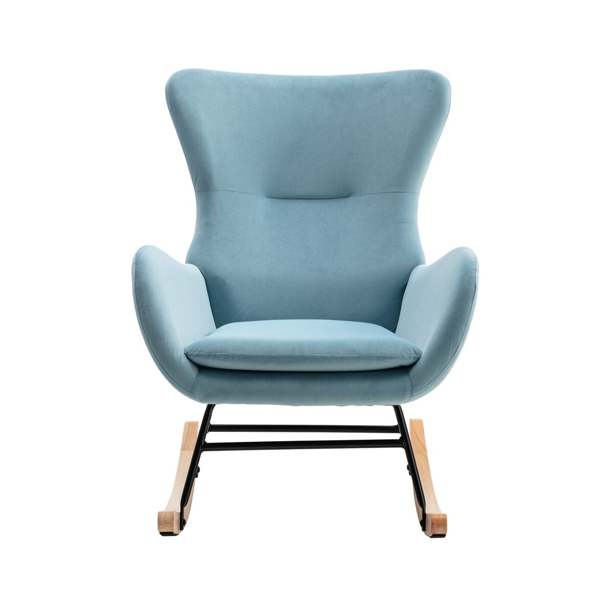 Velvet Padded Seat Rocking Chair with High Backrest and Armrests