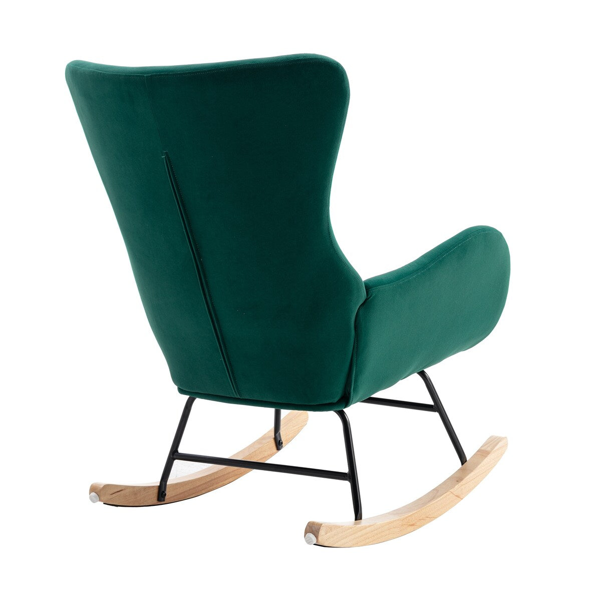 Velvet Padded Seat Rocking Chair with High Backrest and Armrests