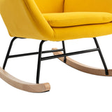 Velvet Padded Seat Rocking Chair with High Backrest and Armrests