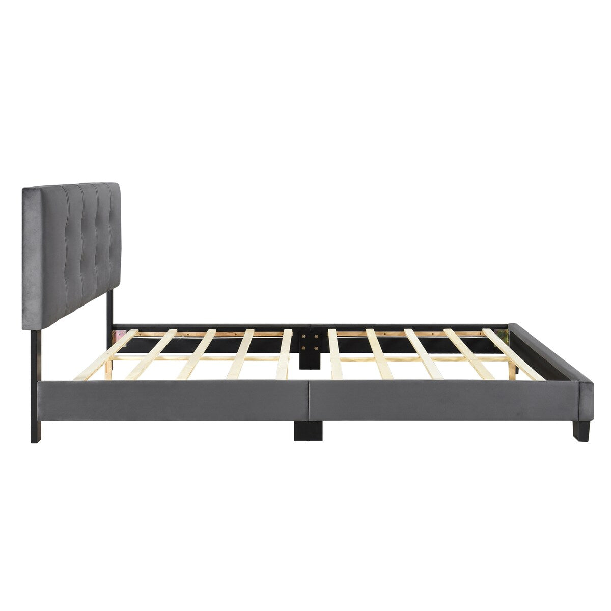 Velvet Queen Platform Bed with Adjustable Tufted Headboard
