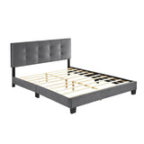 Velvet Queen Platform Bed with Adjustable Tufted Headboard