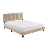 Velvet Queen Platform Bed with Adjustable Tufted Headboard