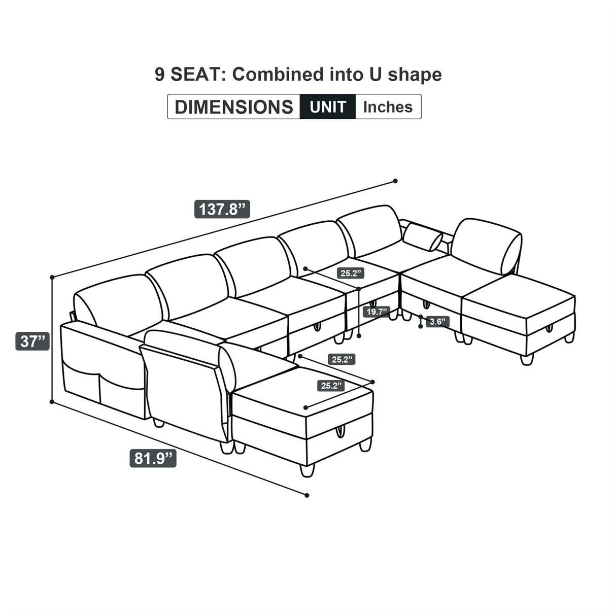Velvet Sectional Modular Convertible Sofa Bed Set