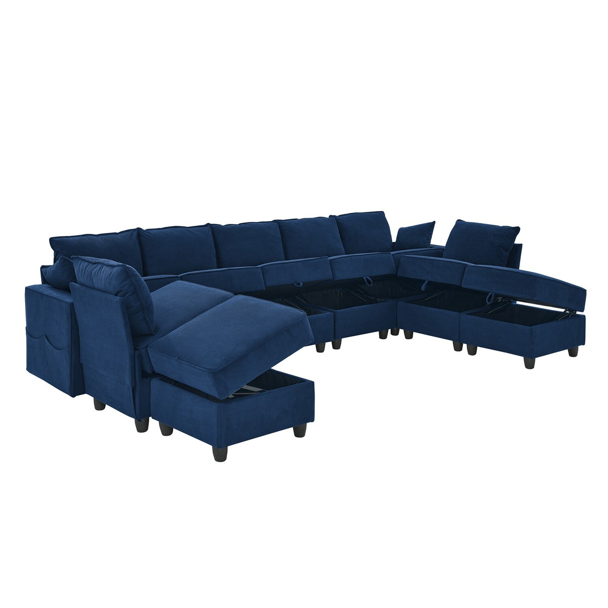 Velvet Sectional Modular Convertible Sofa Bed Set