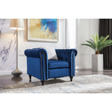 Velvet Sectional Sofa Set W/ 3-seater Sofa and Sofa Chair