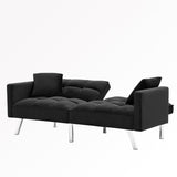 Velvet Sleeper Futon Sofa Bed with 2 Pillows