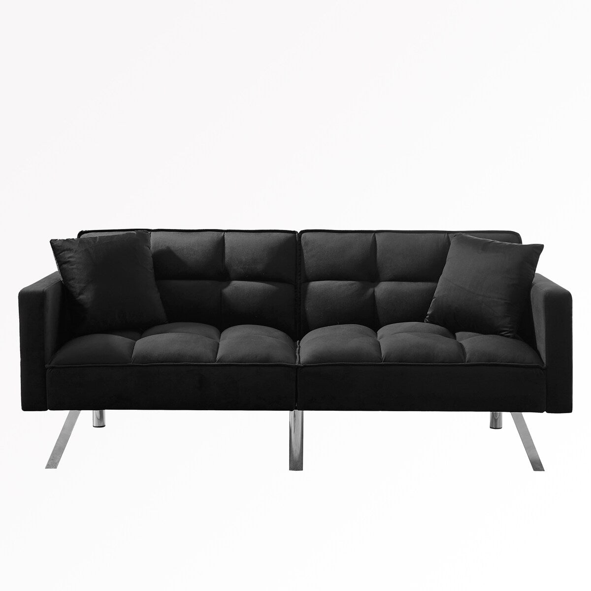Velvet Sleeper Futon Sofa Bed with 2 Pillows