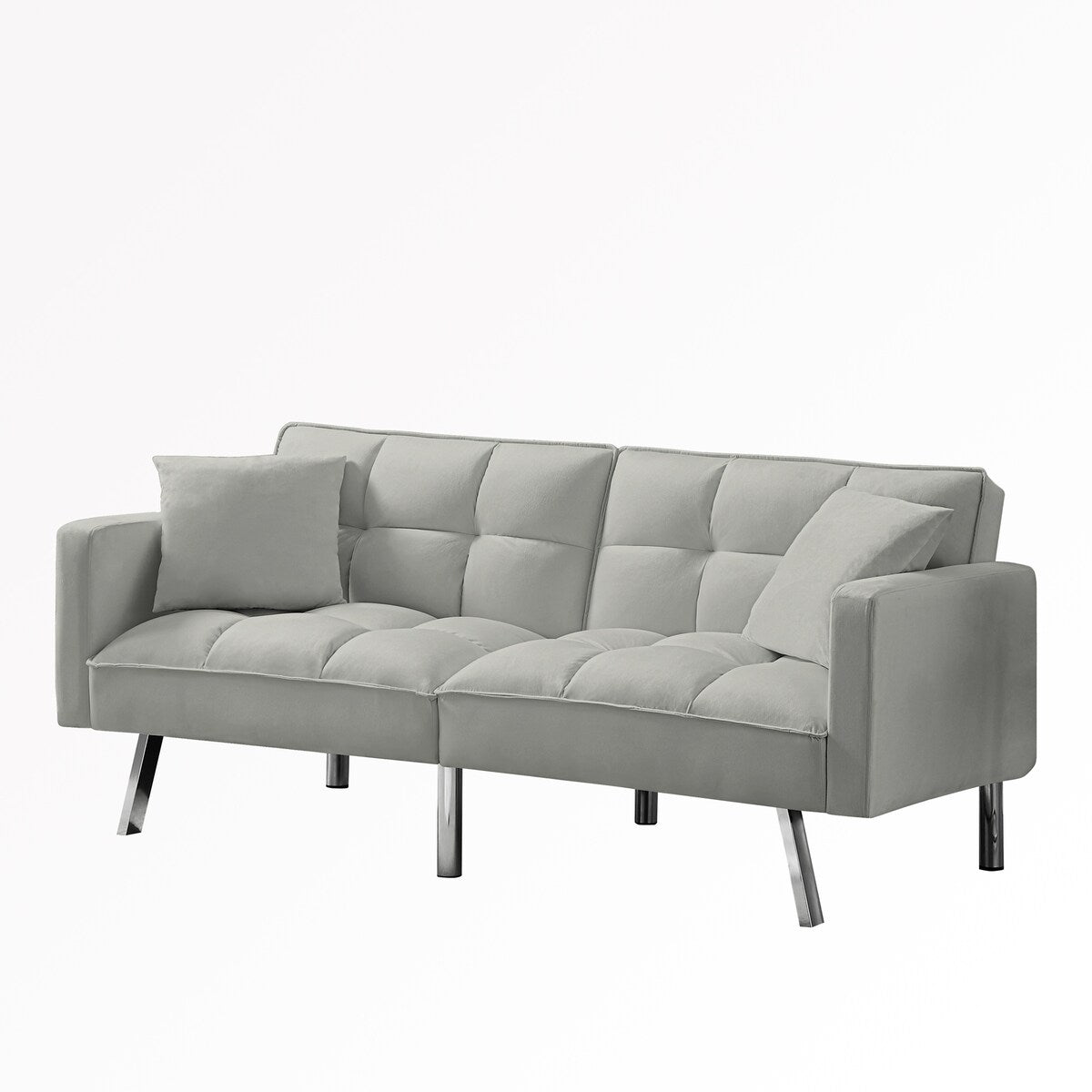 Velvet Sleeper Futon Sofa Bed with 2 Pillows