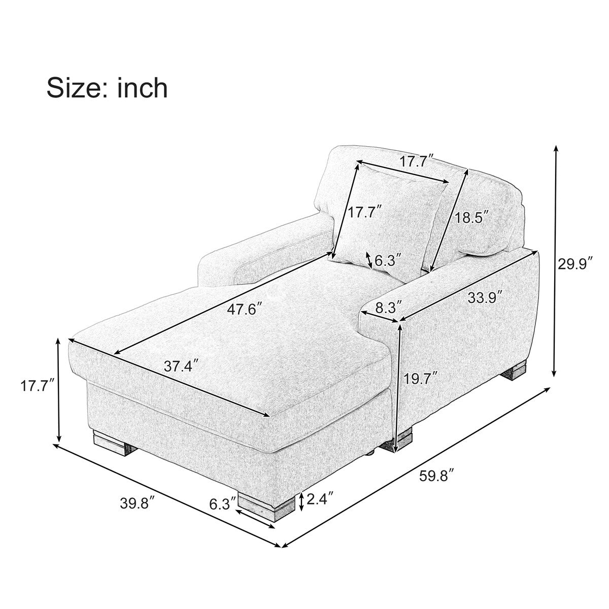Velvet Sofa Chaise Recliners Oversized Chair Bed with Pillow, Green