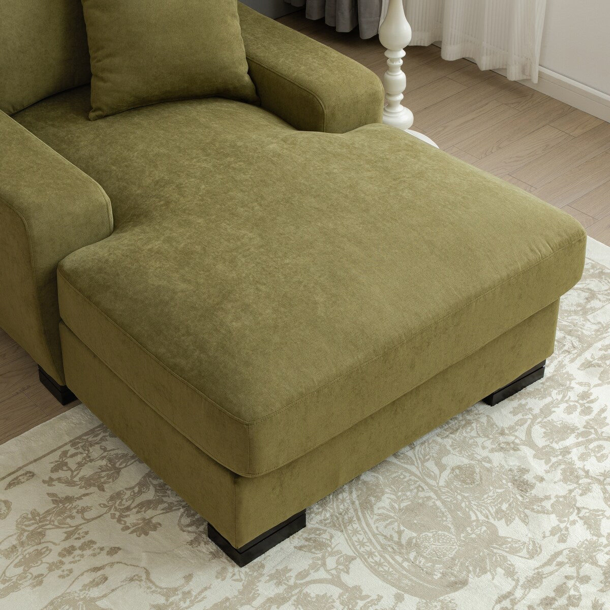 Velvet Sofa Chaise Recliners Oversized Chair Bed with Pillow, Green