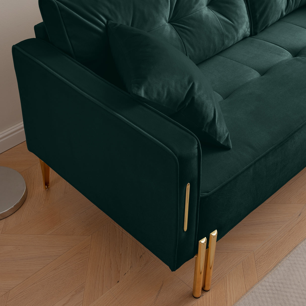 Velvet Sofa Couch Luxury Modern Upholstered sofa with 2 Pillows